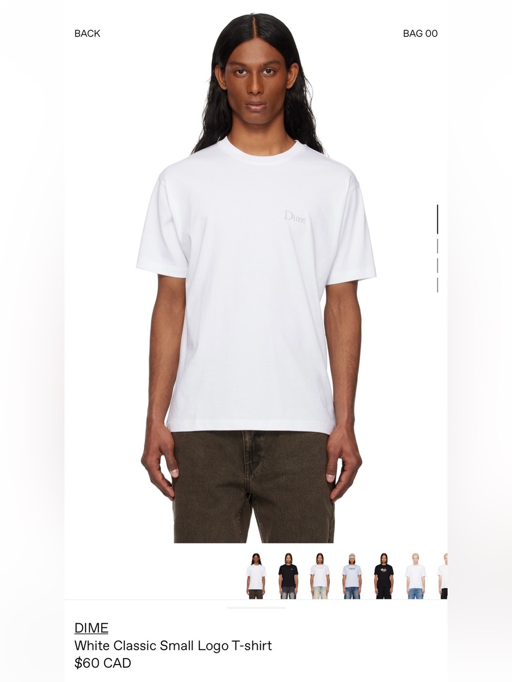 Dime White Classic Small Logo T-Shirt - Men's
